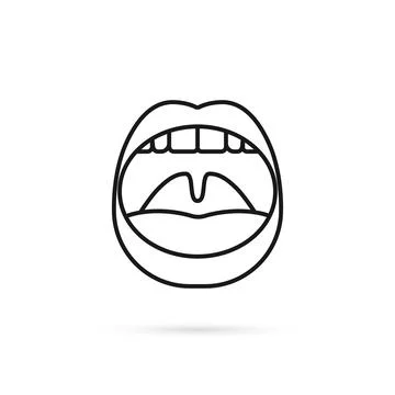 Thin line open mouth icon like shout Stock Illustration