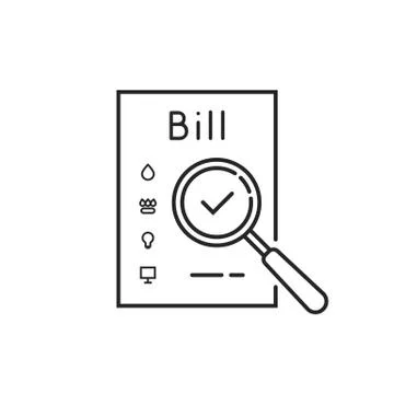 Thin line payment of utility bills icon Stock Illustration