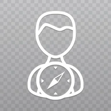 Thin line People with Compass icon. Find direction on transparent background. Stock Illustration