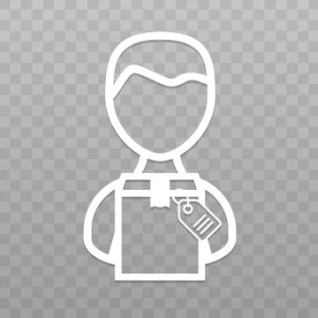 Thin line People with Package icon. Postman icon on transparent background. Stock Illustration
