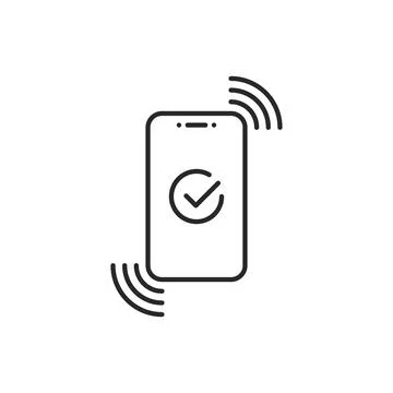Thin line phone like approved mobile payment Stock Illustration