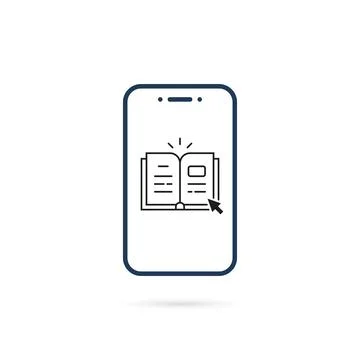 Thin line phone with e-library application Stock Illustration
