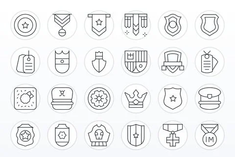 Thin Line PIXEL Perfect Vector Icons from Insignia Set with 24 256x256 Icons Stock Illustration