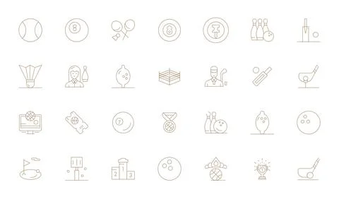 Thin Line PIXEL Perfect Vector Icons from Tournament Set with 28 High Resol.. Stock Illustration
