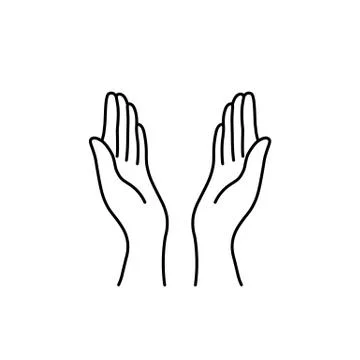 Thin line prayer hands black icon Stock Illustration