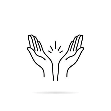Thin line prayer hands or applause Stock Illustration