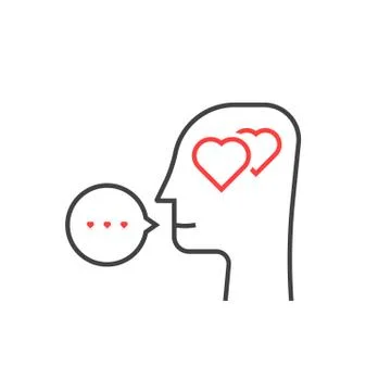 Thin line profile of lover head Stock Illustration