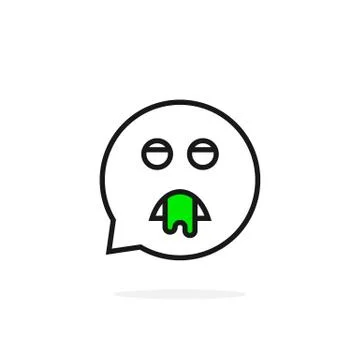 Thin line puke emoji speech bubble logo Stock Illustration