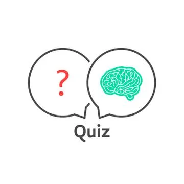Thin line quiz icon with brain Stock Illustration