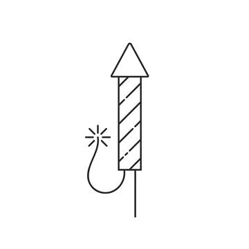 Thin line rocket for firework Illustrazione stock