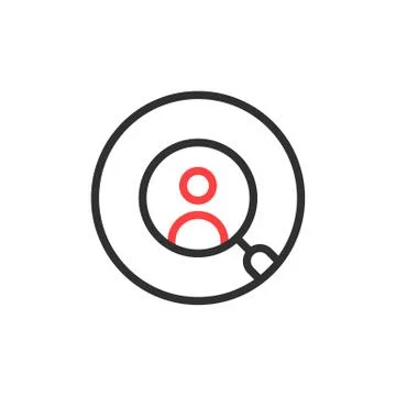 Thin line round recruitment logo isolated on white Stock Illustration