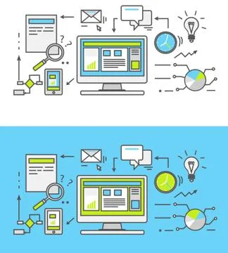 Thin Line SEO icons Stock Illustration