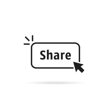 Thin line share button with black cursor Illustrazione stock