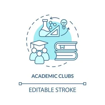 Thin line simple blue academic clubs icon concept Stock Illustration