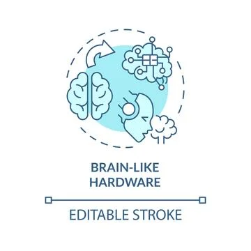 Thin line simple blue brain like hardware icon concept Stock Illustration