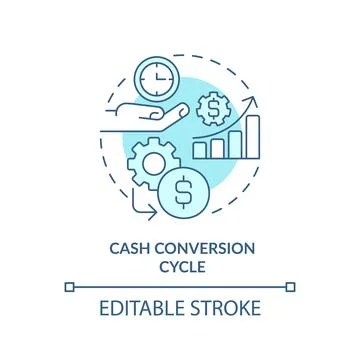 Thin line simple blue cash conversion cycle icon concept Stock Illustration