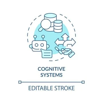 Thin line simple blue cognitive systems icon concept Stock Illustration