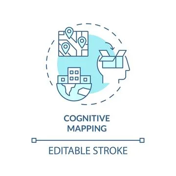 Thin line simple blue cognitive mapping icon concept Stock Illustration