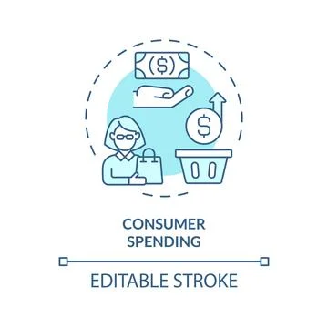 Thin line simple blue consumer pending icon concept Stock Illustration