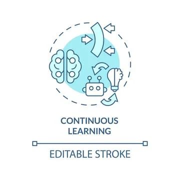 Thin line simple blue continuous learning icon concept Stock Illustration