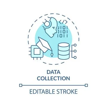 Thin line simple blue data collection icon concept イラスト素材