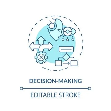Thin line simple blue decision making icon concept Stock Illustration