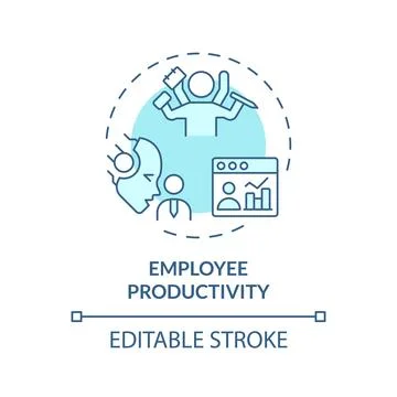 Thin line simple blue employee productivity icon concept Stock Illustration