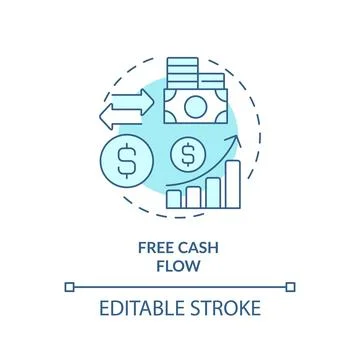 Thin line simple blue free cash flow icon concept Stock Illustration