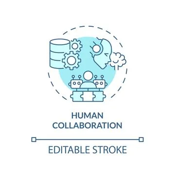 Thin line simple blue human collaboration icon concept Stockillustratie