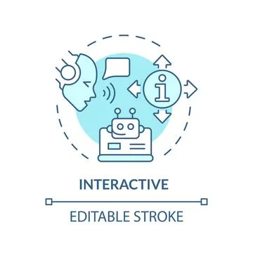 Thin line simple blue interactive icon concept イラスト素材
