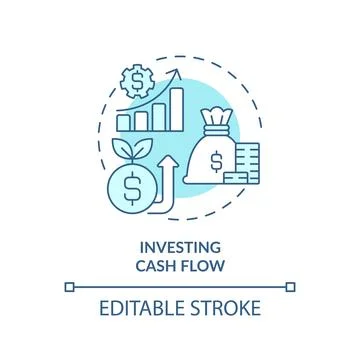 Thin line simple blue investing cash flow icon concept Stock Illustration