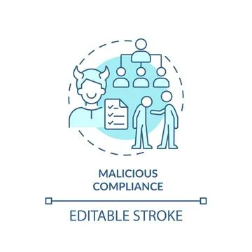 Thin line simple blue malicious compliance icon concept Stock Illustration