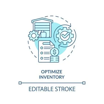 Thin line simple blue optimize inventory icon concept Stock Illustration