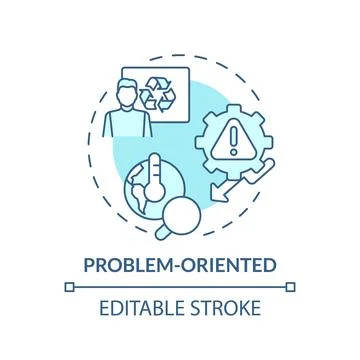 Thin line simple blue problem oriented icon concept Stock Illustration