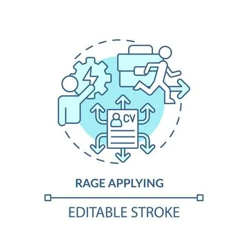 Thin line simple blue rage applying icon concept Stock Illustration