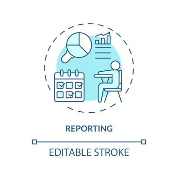 Thin line simple blue reporting icon concept Stock Illustration