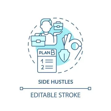 Thin line simple blue side hustles icon concept Stock Illustration