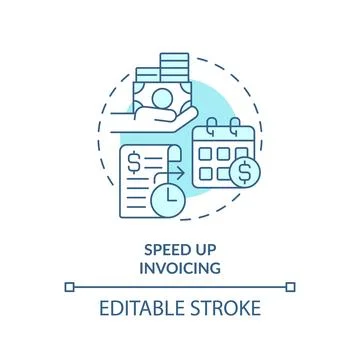 Thin line simple blue speed up invoicing icon concept Stock Illustration