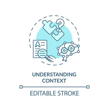 Thin line simple blue understanding context icon concept Ilustración de archivo