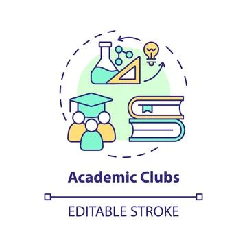 Thin line simple colorful academic clubs icon concept Stock Illustration