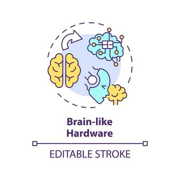 Thin line simple colorful brain like hardware icon concept Stock Illustration