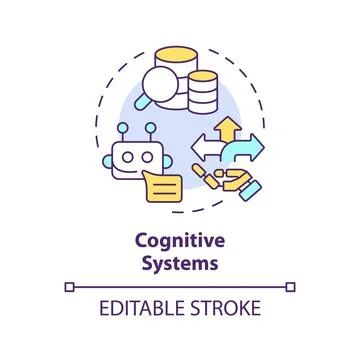 Thin line simple colorful cognitive systems icon concept Stock Illustration