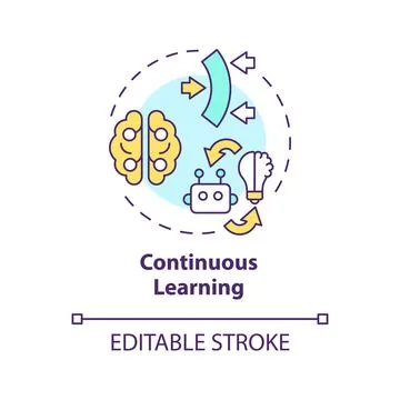 Thin line simple colorful continuous learning icon concept Stock Illustration
