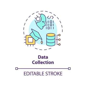 Thin line simple colorful data collection icon concept イラスト素材