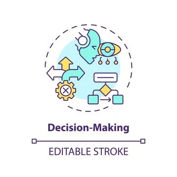 Thin line simple colorful decision making icon concept Stock Illustration