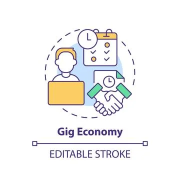 Thin line simple colorful gig economy icon concept Stock Illustration