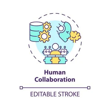 Thin line simple colorful human collaboration icon concept Stock Illustration
