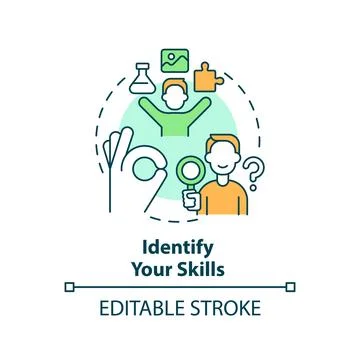 Thin line simple colorful identify your skills icon concept Stock Illustration