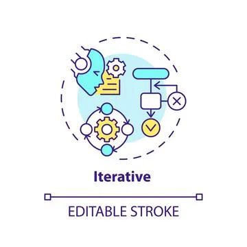 Thin line simple colorful iterative icon concept 스톡 일러스트