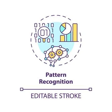 Thin line simple colorful pattern recognition icon concept Stock Illustration